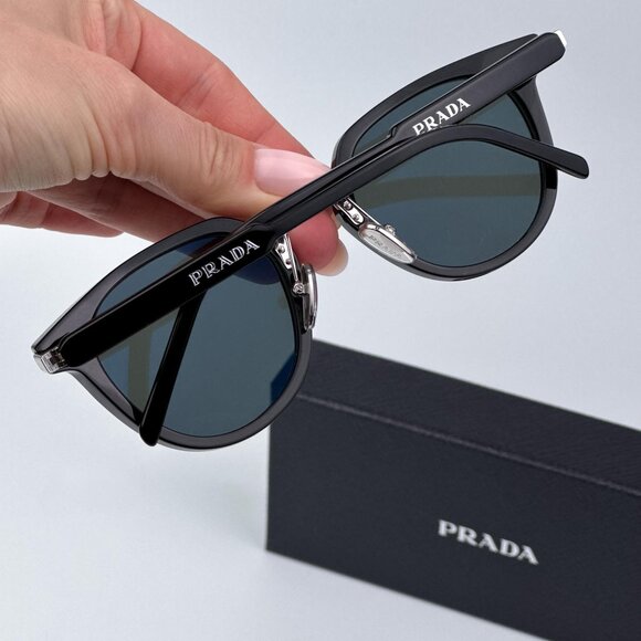 Prada PR17YS 1AB03R Men BRAND NEW Sunglasses Black Green Polarized Oval - Picture 2 of 12